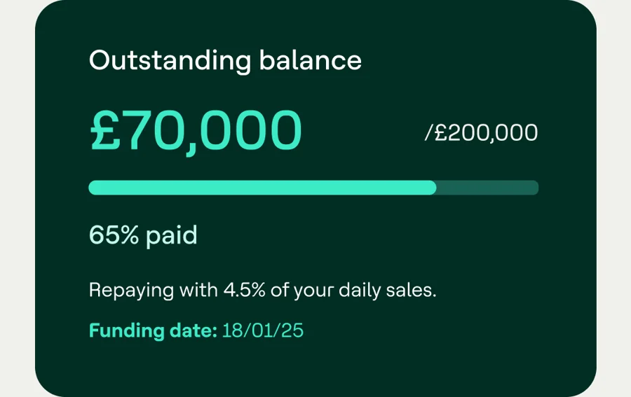 Example Dojo funding balance showing repayment progress